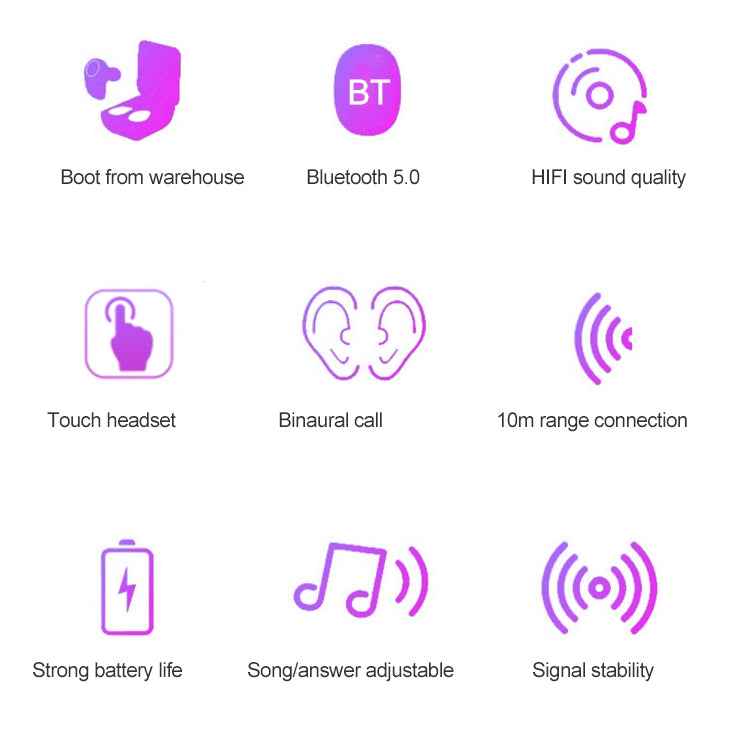 DT-13 Wireless Two Ear Bluetooth Headset Supports Touch & Smart Magnetic Charging