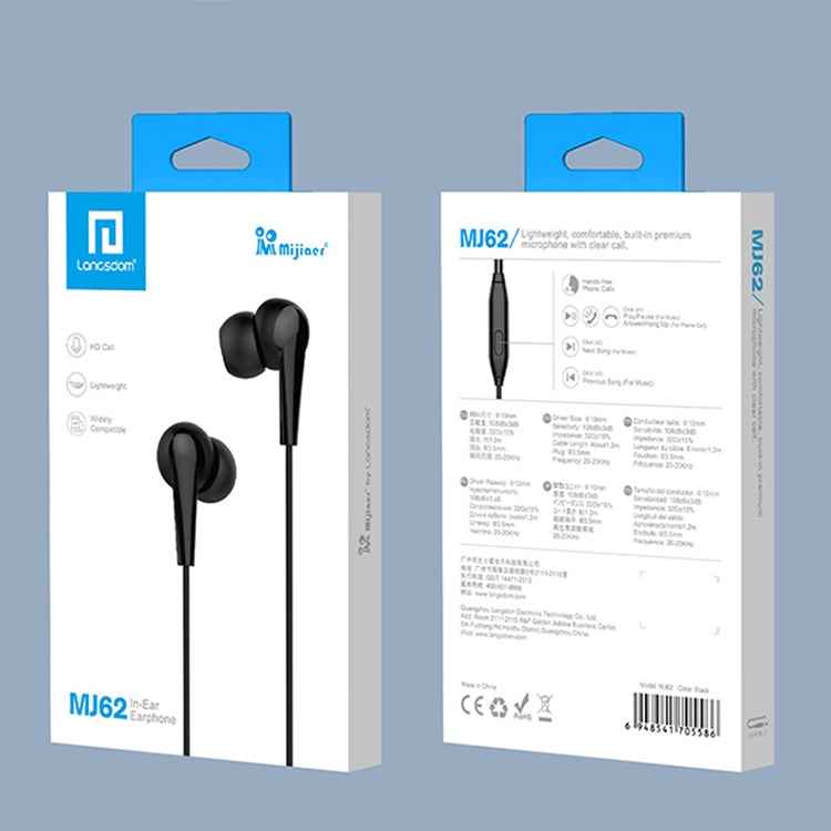 Langsdom MJ62 1.2m Wired In Ear 3.5mm Interface Stereo Earphones with Mic