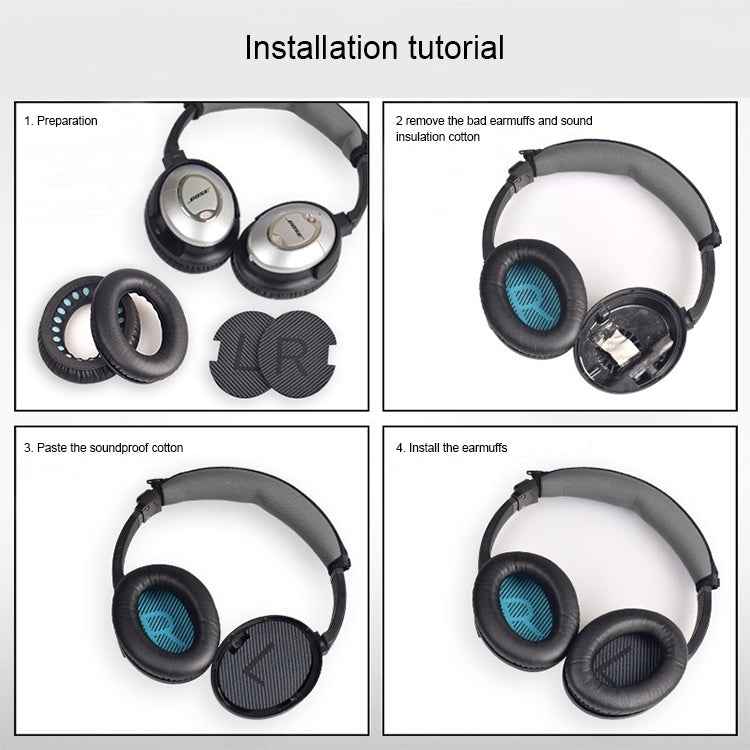 1 Pair Soft Earmuff Headphone Jacket with Black Soundproof Cotton for BOSE QC2 / QC15 / AE2 / QC25 (Dark Grey)