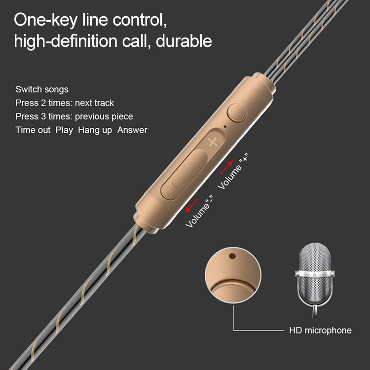 D12 1.2m Wired In Ear 3.5mm Interface Stereo Wire-Controlled HIFI Earphones Dual-motion Loop Running Game Music Headset With Packaging, D12 With Packaging (Black)
