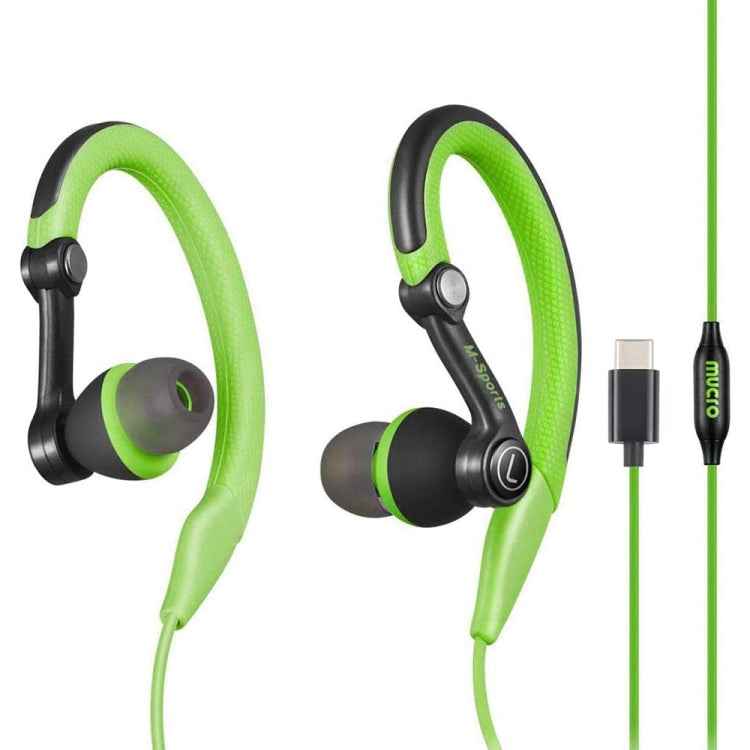Mucro Type-C Plug In-Ear Sport Earhook Wired Stereo Headphones for Jogging Gym