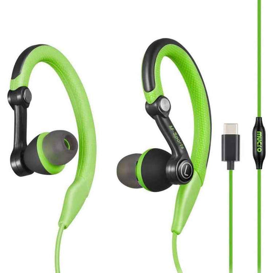 Mucro Type-C Plug In-Ear Sport Earhook Wired Stereo Headphones for Jogging Gym