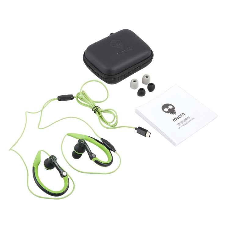 Mucro Type-C Plug In-Ear Sport Earhook Wired Stereo Headphones for Jogging Gym