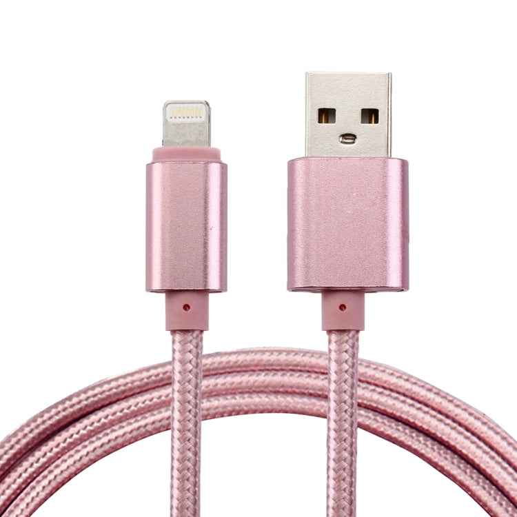 1m Woven Style Metal Head 84 Cores 8 Pin to USB 2.0 Data / Charger Cable
