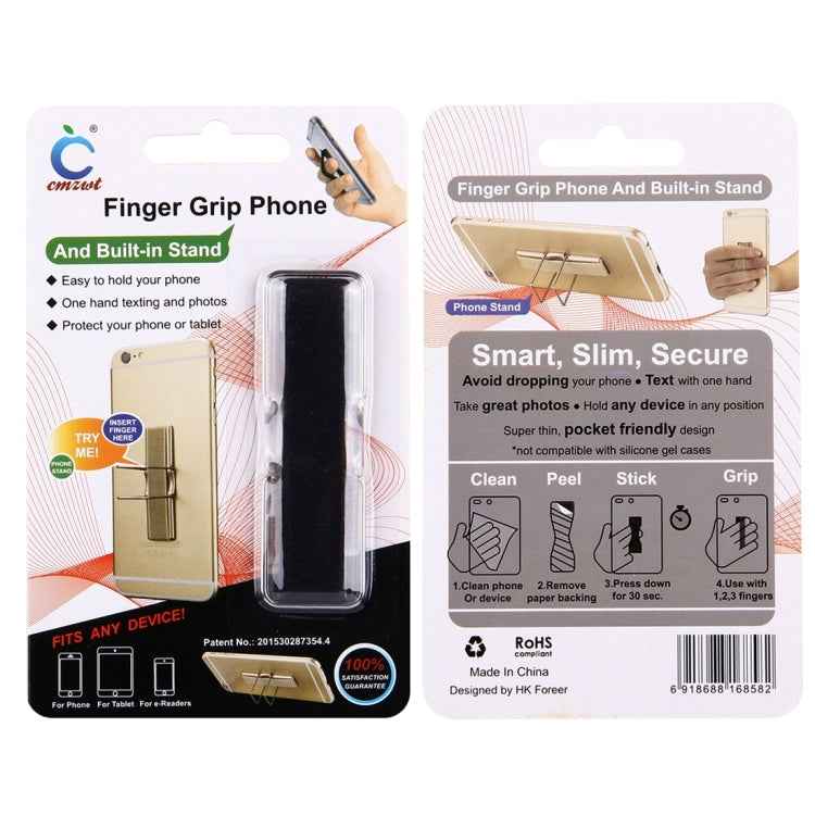 2 in 1 Adjustable Universal Mini Adhesive Holder Stand + Slim Finger Grip, Size: 7.3 x 2.2 x 0.3 cm