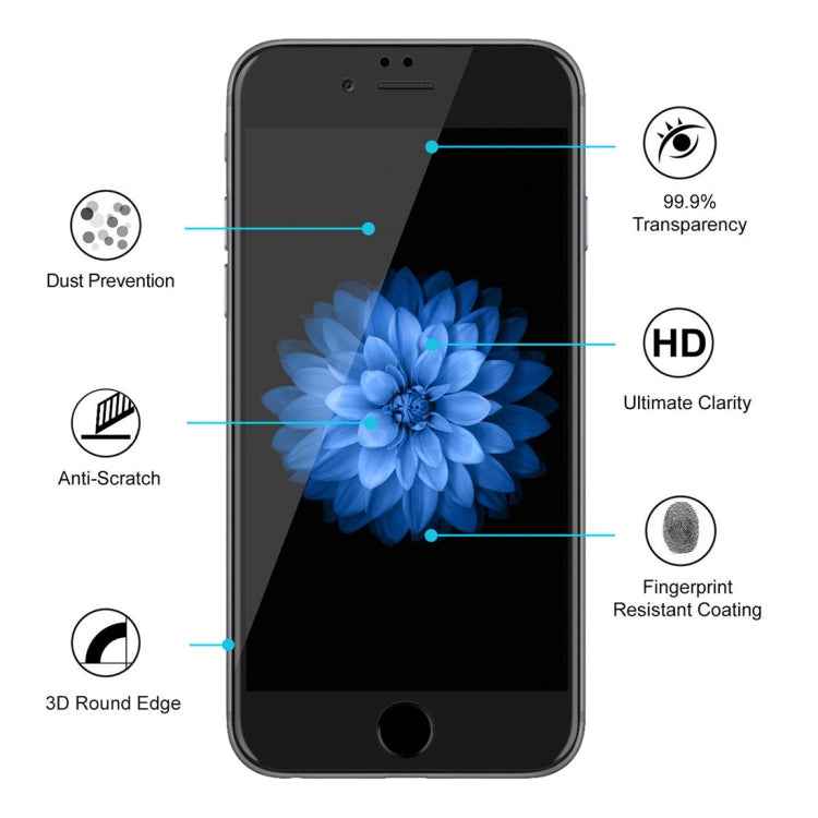 ENKAY Hat-Prince 0.26mm 9H Surface Hardness 6D Curved Edge Full Screen Tempered Glass Film for iPhone 6 & 6s