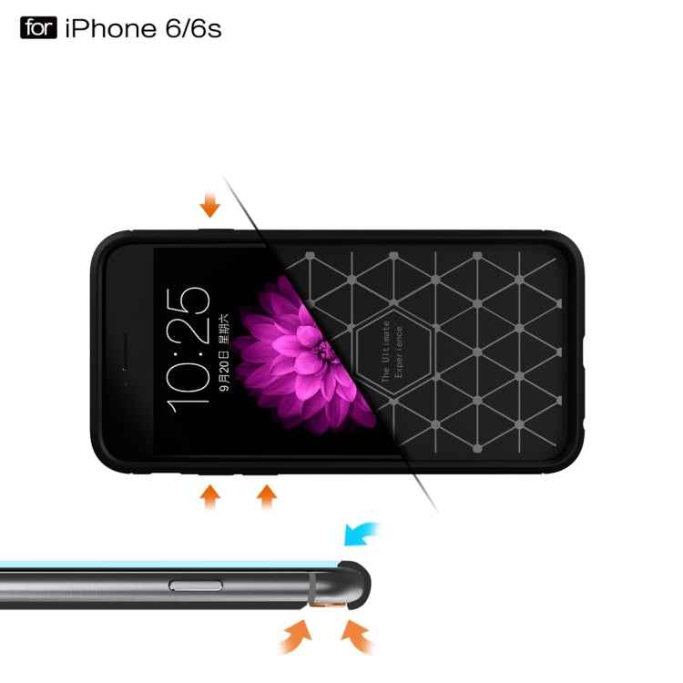 For iPhone 6 & 6s Brushed Texture Fiber TPU Rugged Armor Protective Case