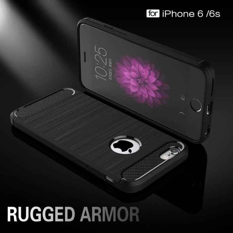 For iPhone 6 & 6s Brushed Texture Fiber TPU Rugged Armor Protective Case