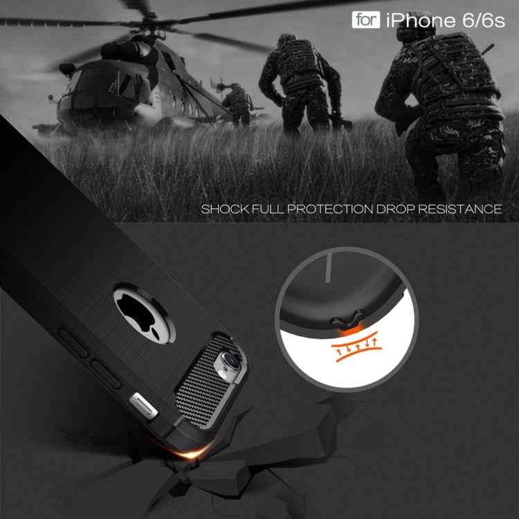 For iPhone 6 & 6s Brushed Texture Fiber TPU Rugged Armor Protective Case