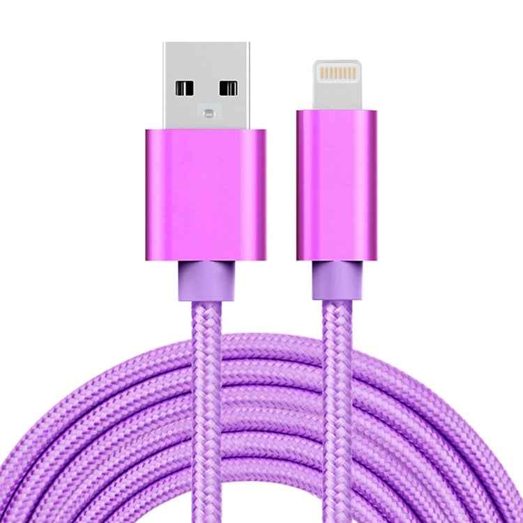 3m 3A Woven Style Metal Head 8 Pin to USB Data / Charger Cable