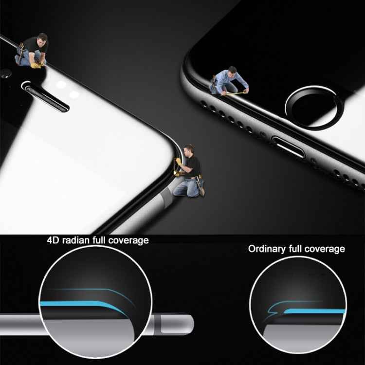 For iPhone 6 & 6s 0.26mm 9H Surface Hardness 4D Curverd Arc Explosion-proof HD Silk-screen Tempered Glass Full Screen Film