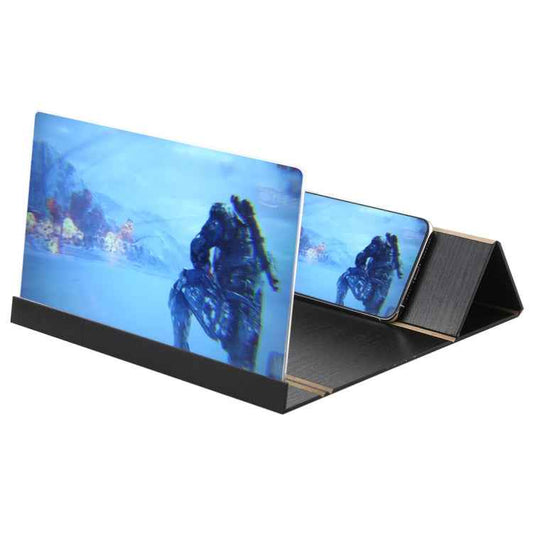 12.0 inch Universal Foldable Portable Wood + Organic Glass Eyeshield 3D Video Mobile Phone Screen Magnifier Bracket Enlarge with Holder for All Smartphones, Size: 260*190*8mm