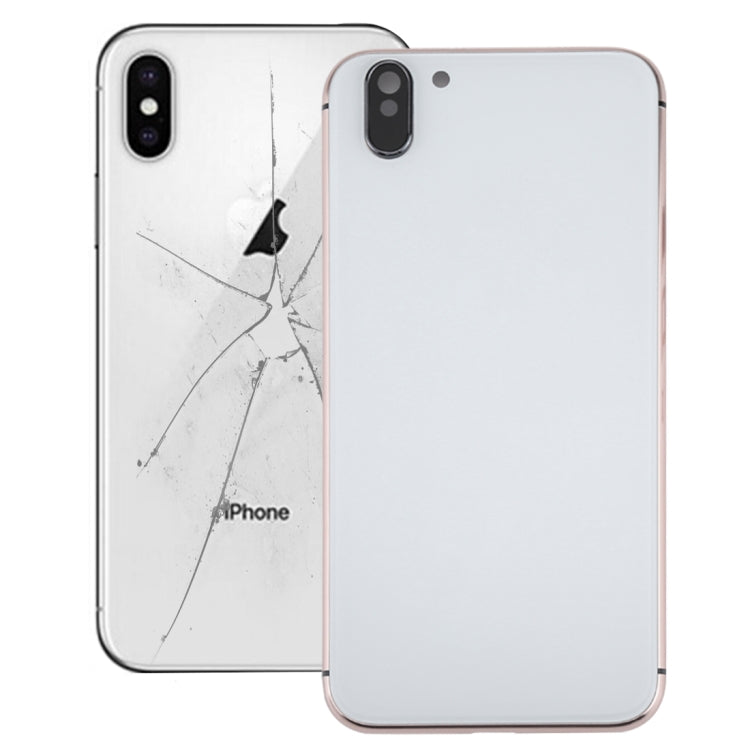 5 in 1 Full Assembly Metal Housing Cover with Appearance Imitation of iX for iPhone 6, Including Back Cover & Card Tray & Volume Control Key & Power Button & Mute Switch Vibrator Key, No Headphone Jack (Gold+White), For iP6 to iPX