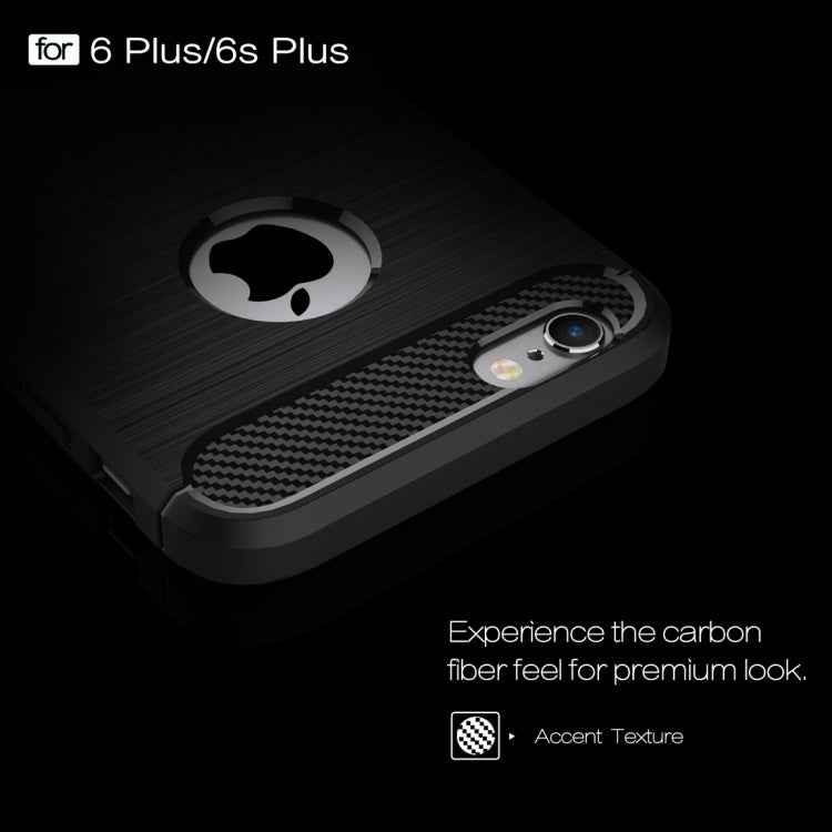 For iPhone 6 Plus & 6s Plus Brushed Texture Fiber TPU Rugged Armor Protective Case