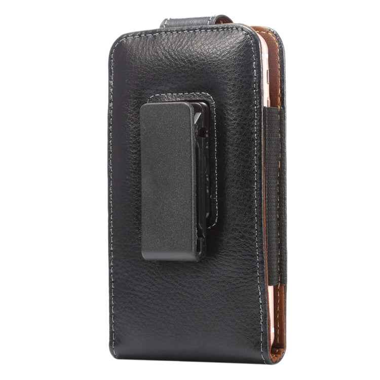 5.7 inch Litchi Texture Vertical Flip Upright Genuine Leather Case / Waist Bag with Rotatable Back Splint for iPhone 7 & 6s Plus & 6 Plus, Galaxy Note 5 & Note 4 & S6 Edge+ & A9 & A8, etc