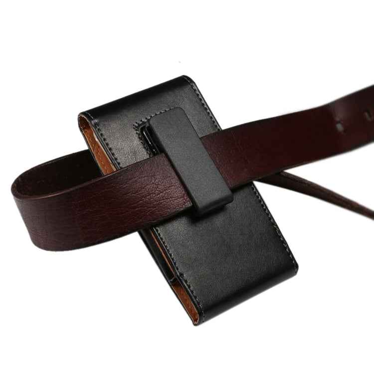 5.7 inch Litchi Texture Vertical Flip Upright Genuine Leather Case / Waist Bag with Rotatable Back Splint for iPhone 7 & 6s Plus & 6 Plus, Galaxy Note 5 & Note 4 & S6 Edge+ & A9 & A8, etc