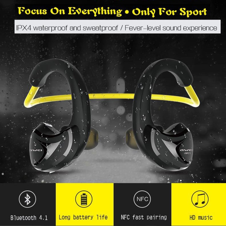 AWEI A880BL Wireless Sport Bluetooth Stereo Earphone with Mic, Support Handfree Call & NFC Function for iPhone, Samsung, HTC, Sony and other Smartphones