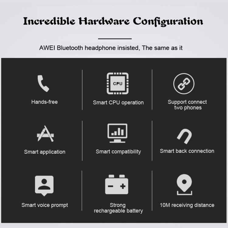 AWEI A880BL Wireless Sport Bluetooth Stereo Earphone with Mic, Support Handfree Call & NFC Function for iPhone, Samsung, HTC, Sony and other Smartphones