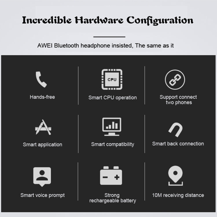AWEI A880BL Wireless Sport Bluetooth Stereo Earphone with Mic, Support Handfree Call & NFC Function for iPhone, Samsung, HTC, Sony and other Smartphones
