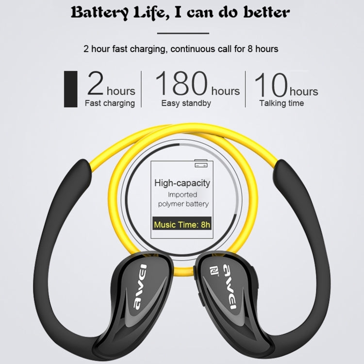 AWEI A880BL Wireless Sport Bluetooth Stereo Earphone with Mic, Support Handfree Call & NFC Function for iPhone, Samsung, HTC, Sony and other Smartphones
