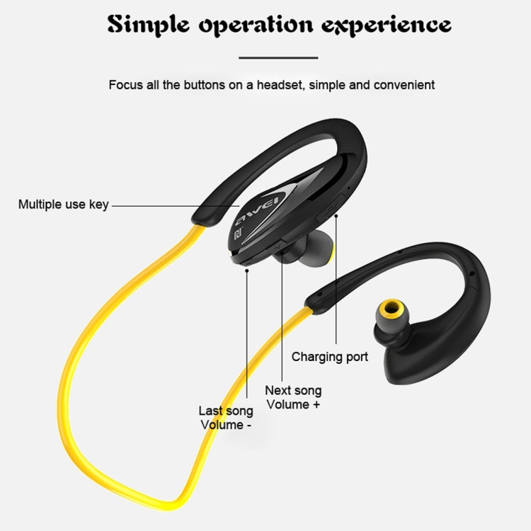 AWEI A880BL Wireless Sport Bluetooth Stereo Earphone with Mic, Support Handfree Call & NFC Function for iPhone, Samsung, HTC, Sony and other Smartphones