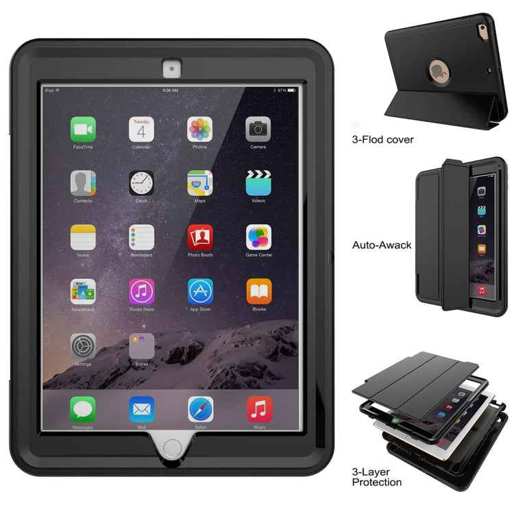 For iPad 9.7 (2018) & iPad 9.7 (2017) 3-fold Magnetic Protective Case with Smart Cover Auto-sleep & Awake Function