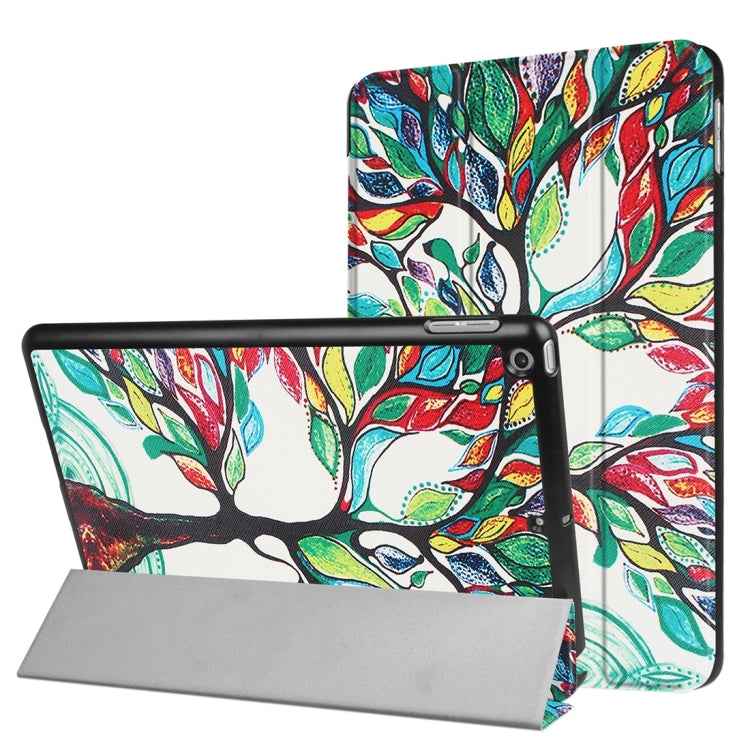 For iPad 9.7 (2018) & iPad 9.7 (2017) Cross Texture Painting  Pattern Horizontal Flip Leather Case with Three-folding Holder
