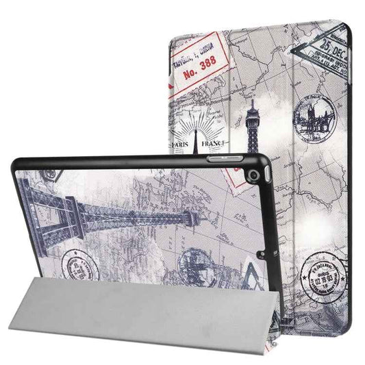 For iPad 9.7 (2018) & iPad 9.7 (2017) Cross Texture Painting  Pattern Horizontal Flip Leather Case with Three-folding Holder