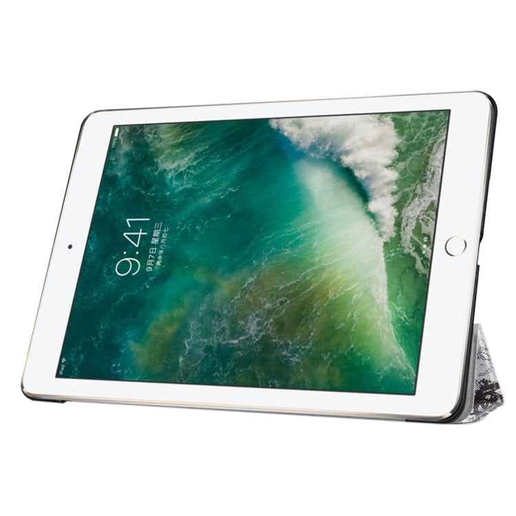 For iPad 9.7 (2018) & iPad 9.7 (2017) Cross Texture Painting  Pattern Horizontal Flip Leather Case with Three-folding Holder