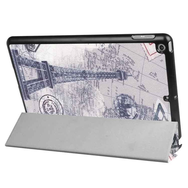 For iPad 9.7 (2018) & iPad 9.7 (2017) Cross Texture Painting  Pattern Horizontal Flip Leather Case with Three-folding Holder