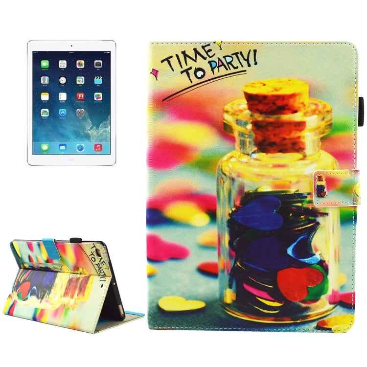 For iPad 9.7 (2018) & iPad 9.7 inch 2017 / iPad Air / iPad Air 2 Universal TIME TO PARTY Words Pattern Horizontal Flip Leather Protective Case with Holder & Card Slots