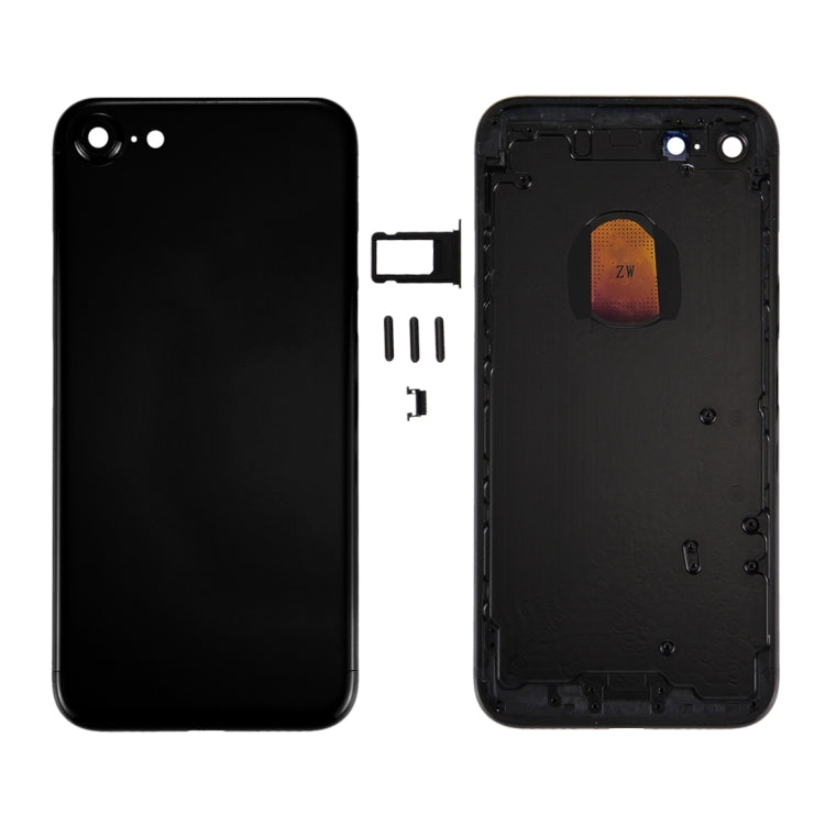 6 in 1 for iPhone 7 (Back Cover + Card Tray + Volume Control Key + Power Button + Mute Switch Vibrator Key + Sign) Full Assembly Housing Cover (Jet Black), For iPhone 7 Jet Black
