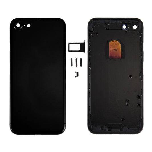 6 in 1 for iPhone 7 (Back Cover + Card Tray + Volume Control Key + Power Button + Mute Switch Vibrator Key + Sign) Full Assembly Housing Cover (Jet Black), For iPhone 7 Jet Black
