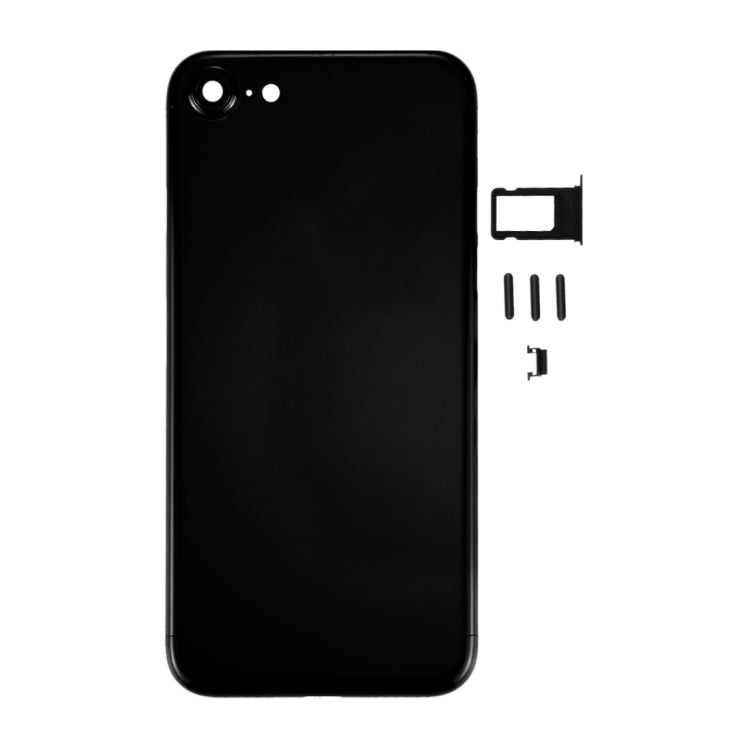 6 in 1 for iPhone 7 (Back Cover + Card Tray + Volume Control Key + Power Button + Mute Switch Vibrator Key + Sign) Full Assembly Housing Cover (Jet Black), For iPhone 7 Jet Black