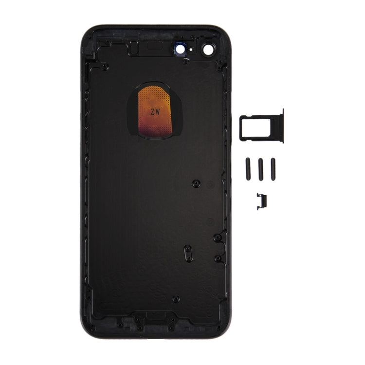 6 in 1 for iPhone 7 (Back Cover + Card Tray + Volume Control Key + Power Button + Mute Switch Vibrator Key + Sign) Full Assembly Housing Cover (Jet Black), For iPhone 7 Jet Black