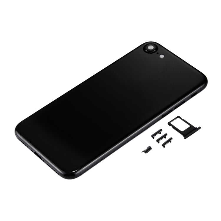 6 in 1 for iPhone 7 (Back Cover + Card Tray + Volume Control Key + Power Button + Mute Switch Vibrator Key + Sign) Full Assembly Housing Cover (Jet Black), For iPhone 7 Jet Black