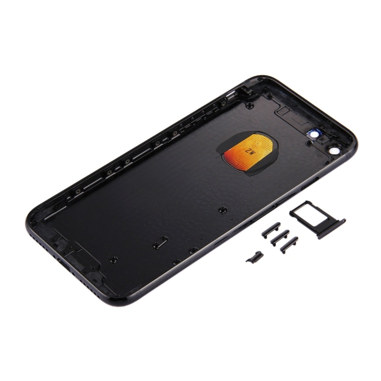 6 in 1 for iPhone 7 (Back Cover + Card Tray + Volume Control Key + Power Button + Mute Switch Vibrator Key + Sign) Full Assembly Housing Cover (Jet Black), For iPhone 7 Jet Black