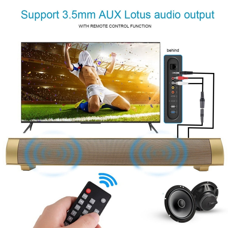 Soundbar LP-08 CE0152 USB MP3 Player 2.1CH Bluetooth Wireless Sound Bar Speaker with Remote Control, CE0152 Gold, CE0152 Black