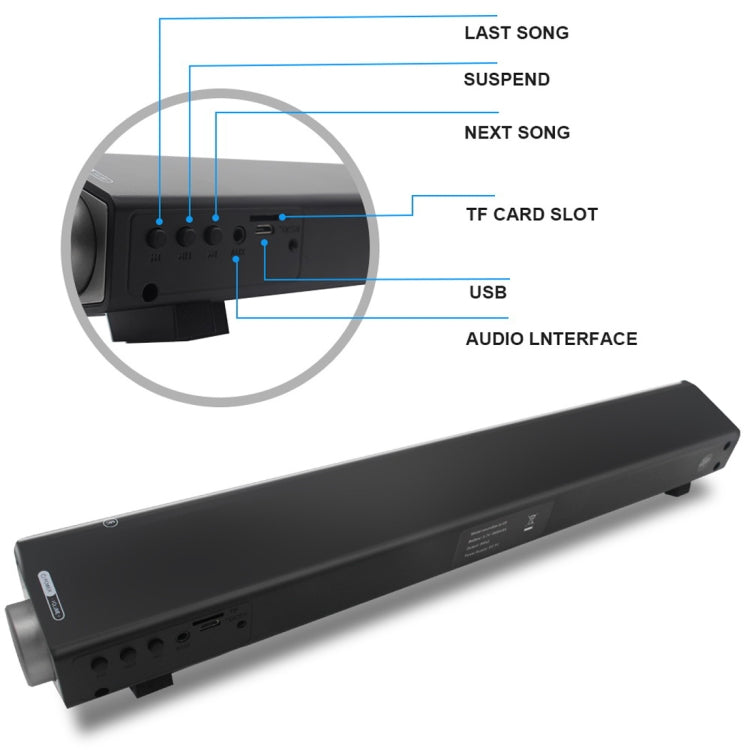 Soundbar LP-08 (CE0150) USB MP3 Player 2.1CH Bluetooth Wireless Sound Bar Speaker, CE0150 Black, CE0150 Silver