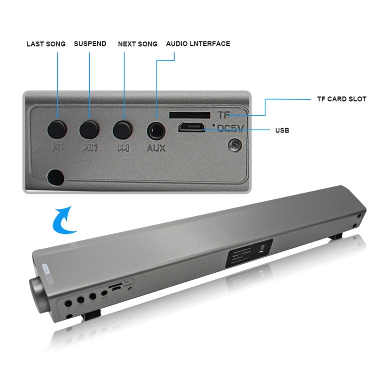 Soundbar LP-08 (CE0150) USB MP3 Player 2.1CH Bluetooth Wireless Sound Bar Speaker, CE0150 Silver, CE0150 Black