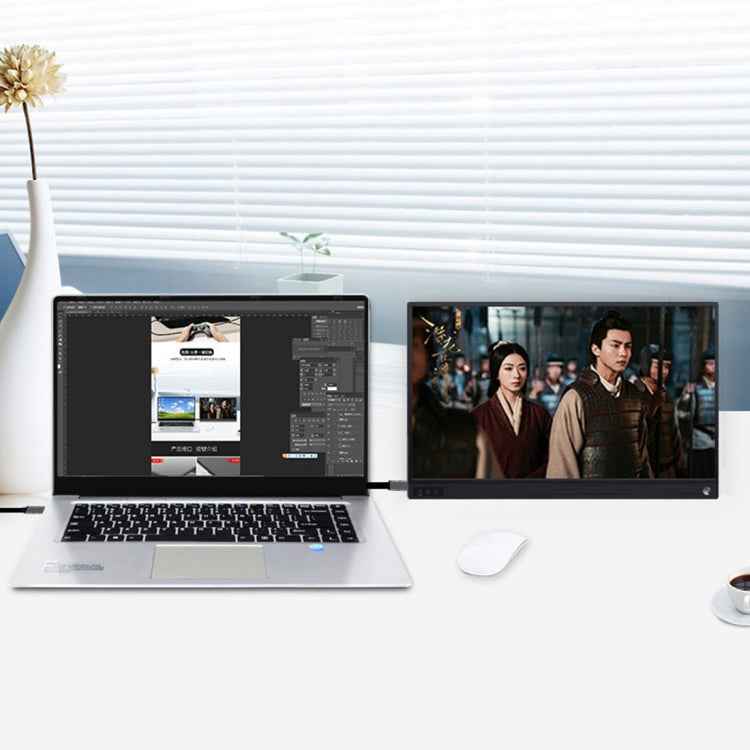 15.6 inch 1080P 178 Degree Wide Angle HD Portable Display Device for Desktop Computer / Game Console / Simultaneous Screen / PS4 / PS3 / XBox, with Mini HDMI & Micro USB & 2 USB-C / Type-C Interfaces
