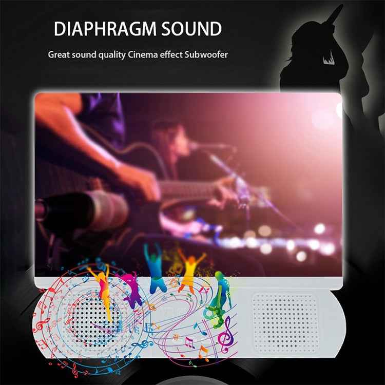 F9 10 inch Universal Chargeable Mobile Phone Screen Amplifier HD Video Amplifier with Silicone Suction Cup Stand & Bluetooth Speaker