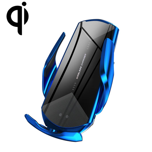 Q2 15W Universal Rotation Infrared Induction Magnetic Car Wireless Charging Mobile Phone Holder with Micro USB + 8 Pin + Type-C / USB-C Magnetic Connector, Q2 Blue