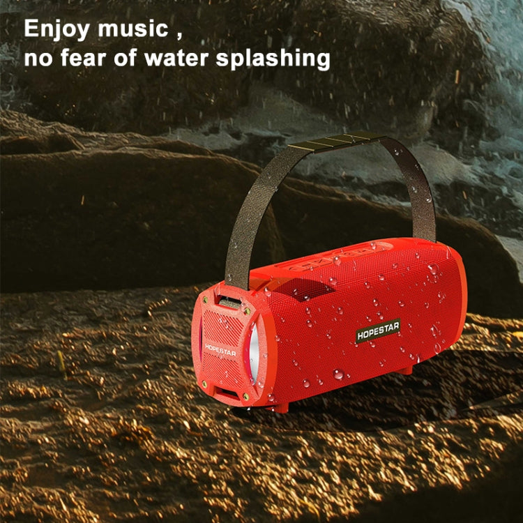 HOPESTAR H24 Pro TWS Portable Outdoor Waterproof Woven Textured Bluetooth Speaker with Rhythm Light, Support Hands-free Call & U Disk & TF Card & 3.5mm AUX & FM, H24 Pro Blue, H24 Pro Red, H24 Pro Black, H24 Pro Grey