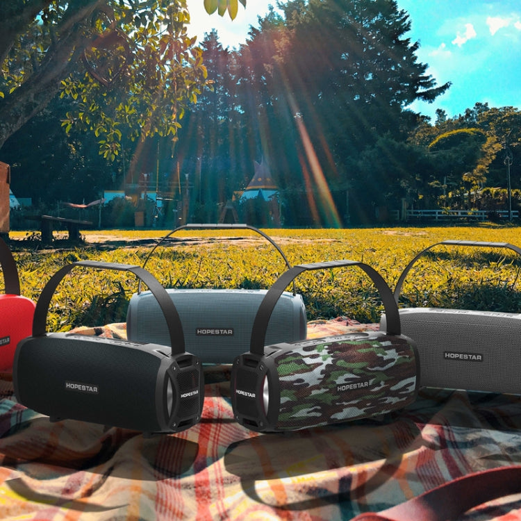 HOPESTAR H24 Pro TWS Portable Outdoor Waterproof Woven Textured Bluetooth Speaker with Rhythm Light, Support Hands-free Call & U Disk & TF Card & 3.5mm AUX & FM, H24 Pro Blue, H24 Pro Red, H24 Pro Black, H24 Pro Grey