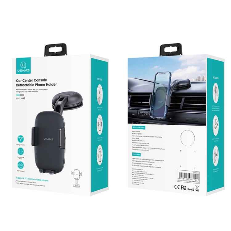 USAMS ZJ063 Car Center Console Retractable Phone Holder for 4.7-7.2 inch Mobile Phones