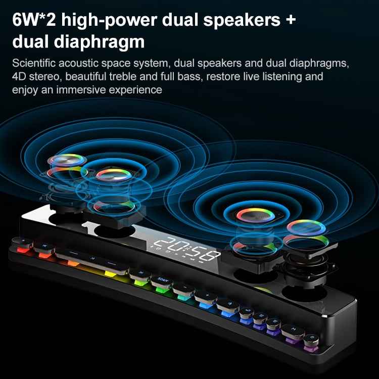 SOAIY SH39 Colorful Spectrum Lighting Effect + Mechanical Buttons + Clock Alarm + Battery Desktop Home Gaming Bluetooth Speaker