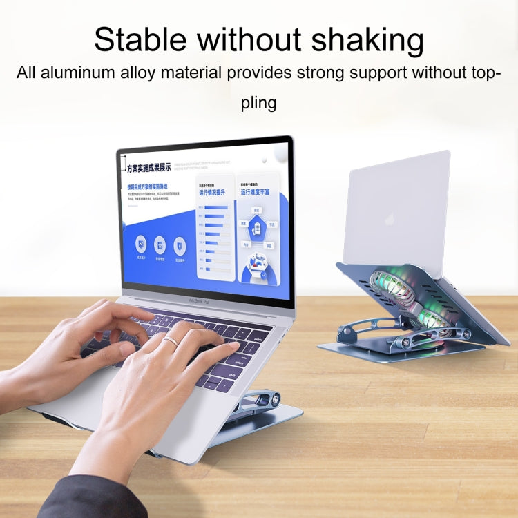 R- JUST HZ13-1 Rotating Foldable Multi-Angle Aluminum Alloy Laptop Fan Bracket, HZ13-1 Grey, HZ13-1 Silver