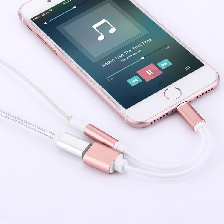 10cm 8 Pin Female & 3.5mm Audio Female to 8 Pin Male Charger Adapter Cable, Support All IOS Systems