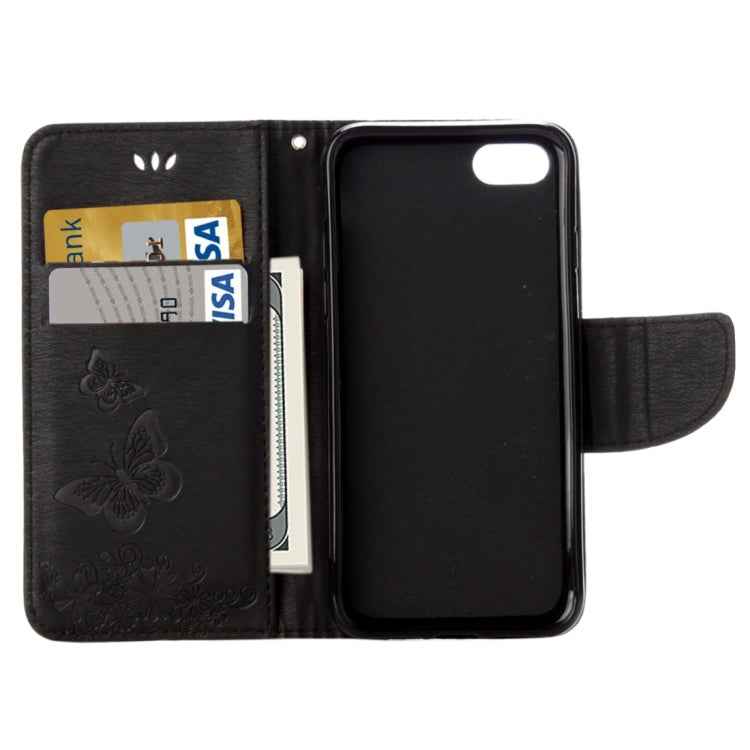 For  iPhone 8 & 7   Pressed Flowers Butterfly Pattern Horizontal Flip Leather Case with Holder & Card Slots & Wallet